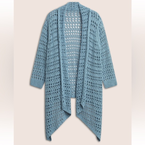 BloomChic Plain Texture Cut Out Asymmetrical Hem Cardigan - Picture 5 of 6